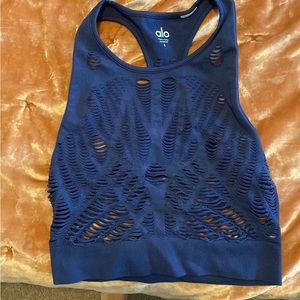 Navy blue long line sports bra